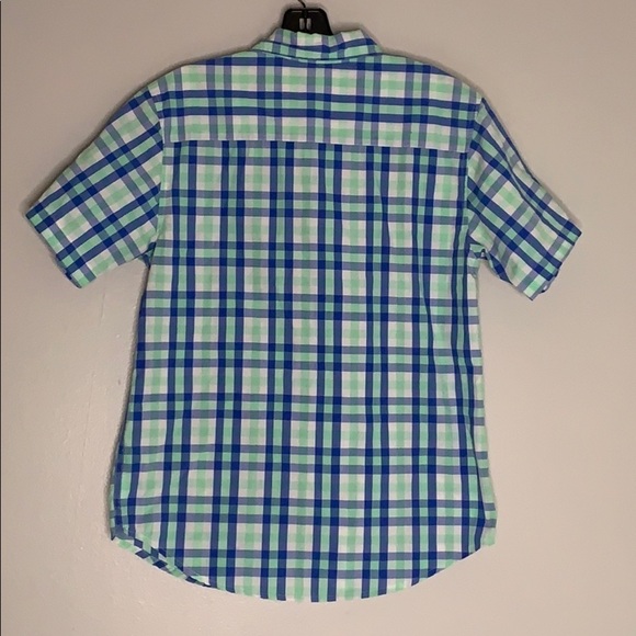 Wrangler plaid Casual short sleeve Button Down shirt Kid’s XXL blue green - Picture 4 of 7